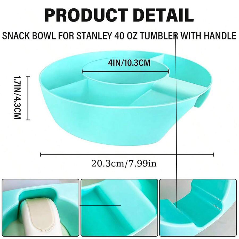 2 Pack Blue Snack Bowl for Stanley 40oz Tumbler with Handle Reusable Silicone view 4