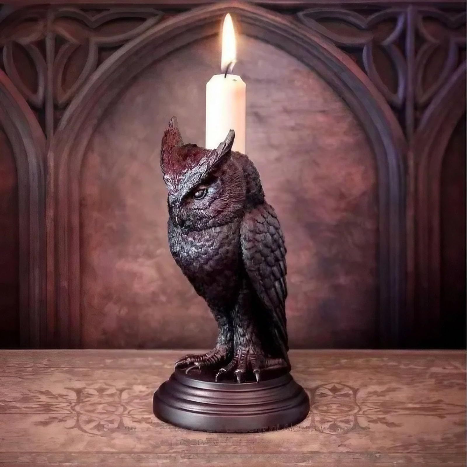 2-PCS Resin Gothic Raven Candlestick Holder Halloween Home Decor Vintage view 2