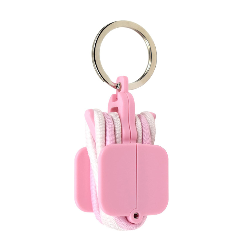 3-PCS Pink Portable Hair Tie Organizer Keychain Compact Hair Accessories