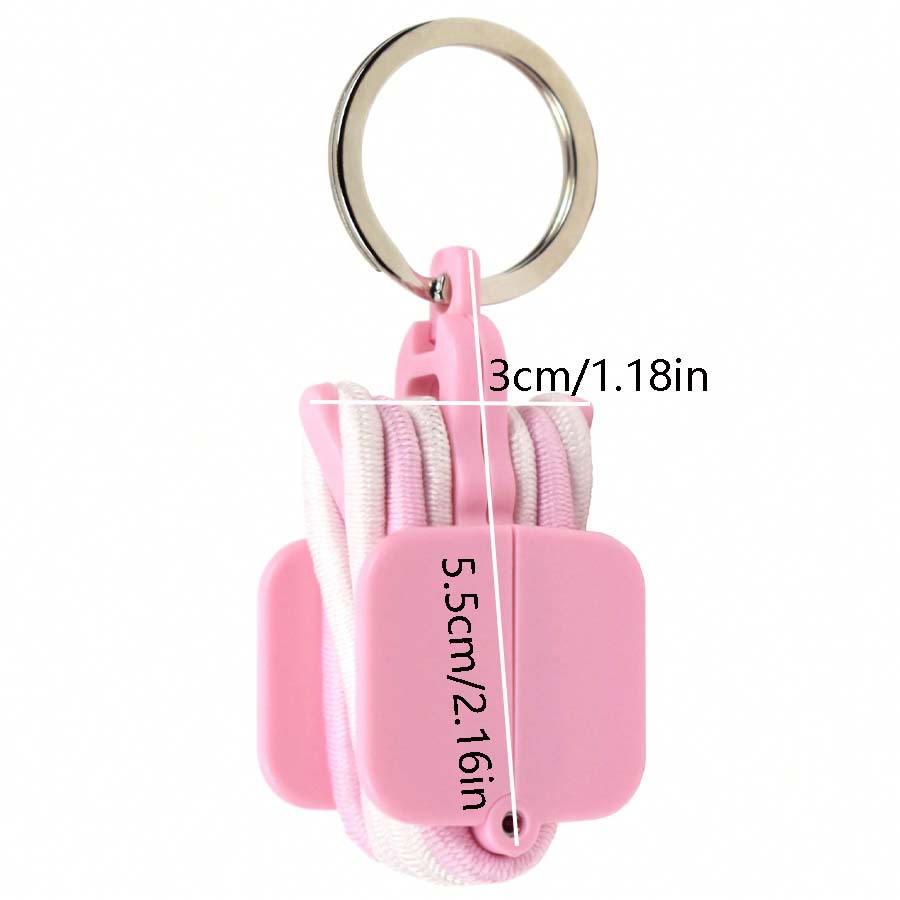 3-PCS Pink Portable Hair Tie Organizer Keychain Compact Hair Accessories view 5