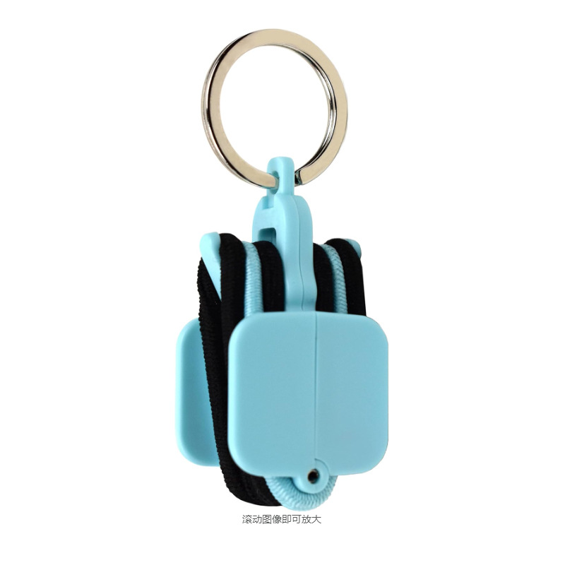 3-PCS Blue Portable Hair Tie Organizer Keychain Compact Hair Accessories