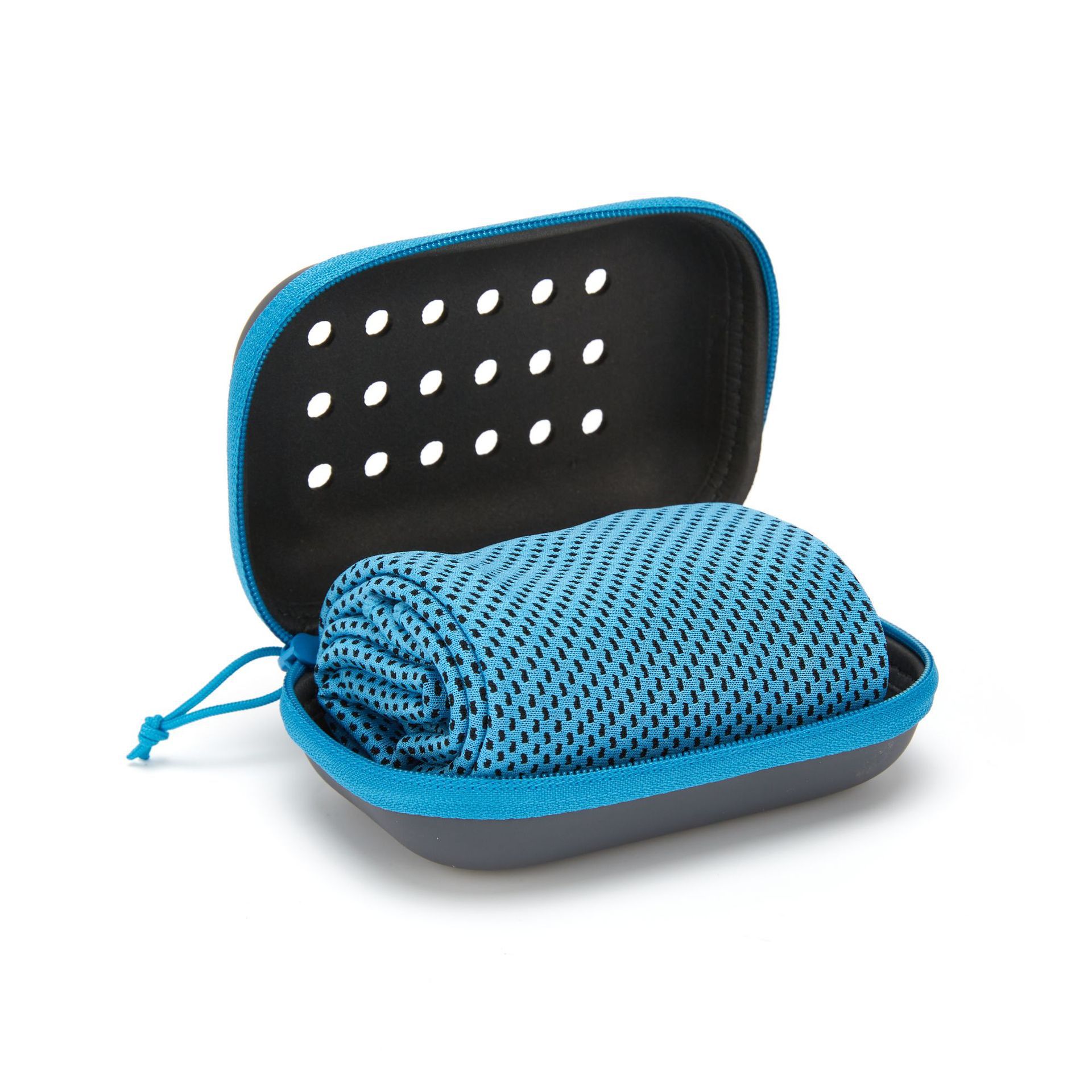 2-PCS Sky blue Instant Cooling Towel with EVA Case 30x90cm Breathable Ice Silk