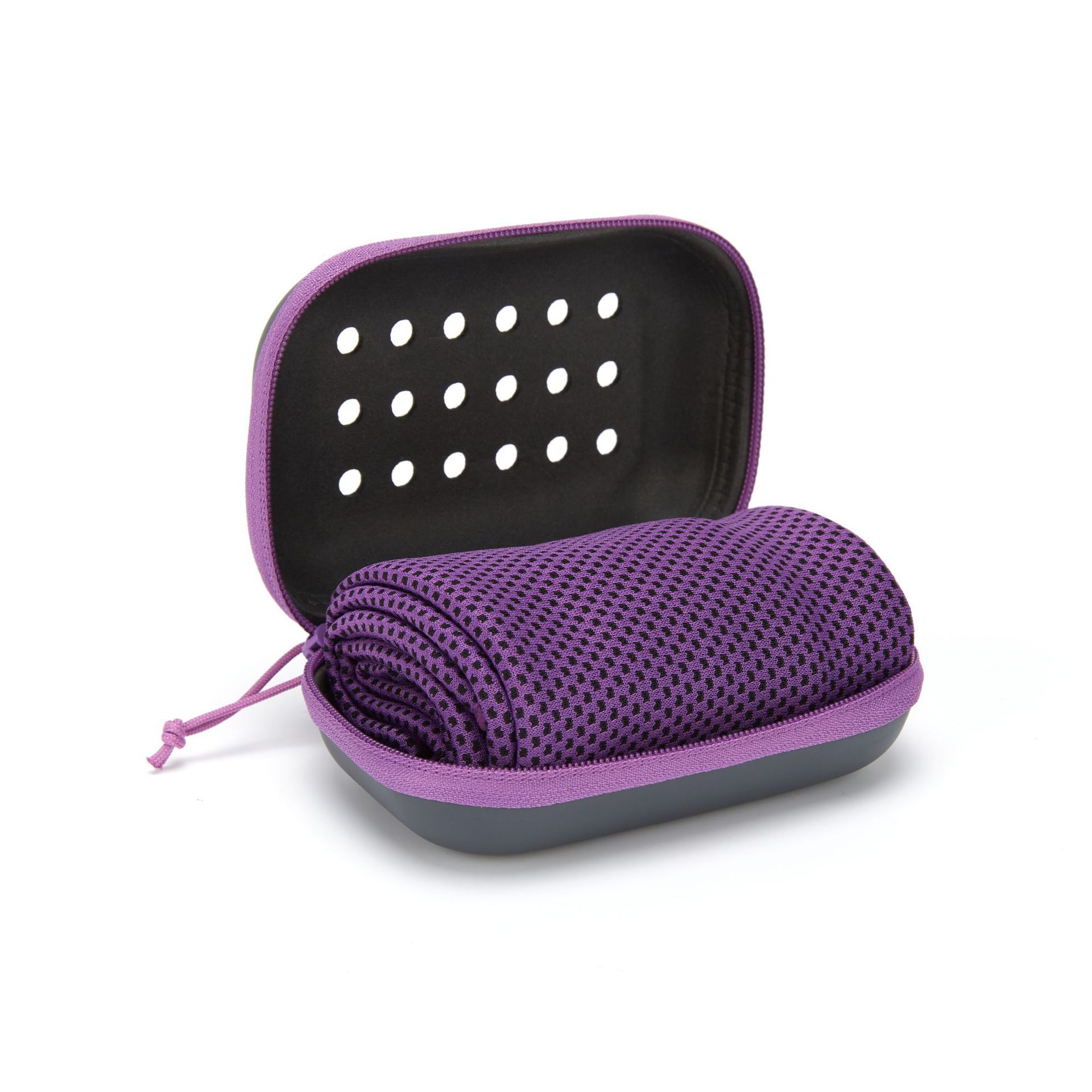 2-PCS purple Instant Cooling Towel with EVA Case 30x90cm Breathable Ice Silk