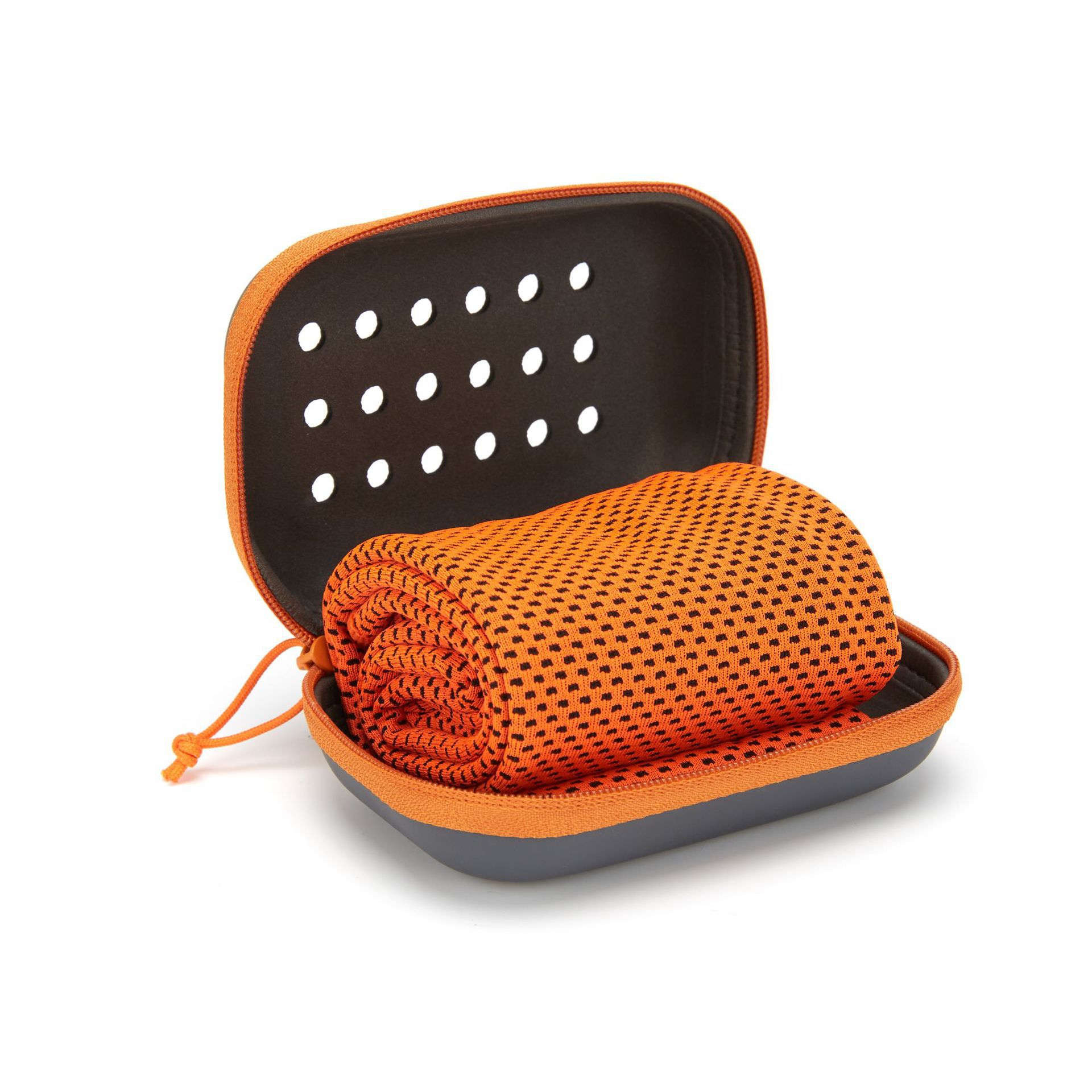 2-PCS Bright orange Instant Cooling Towel with EVA Case 30x90cm Breathable Ice