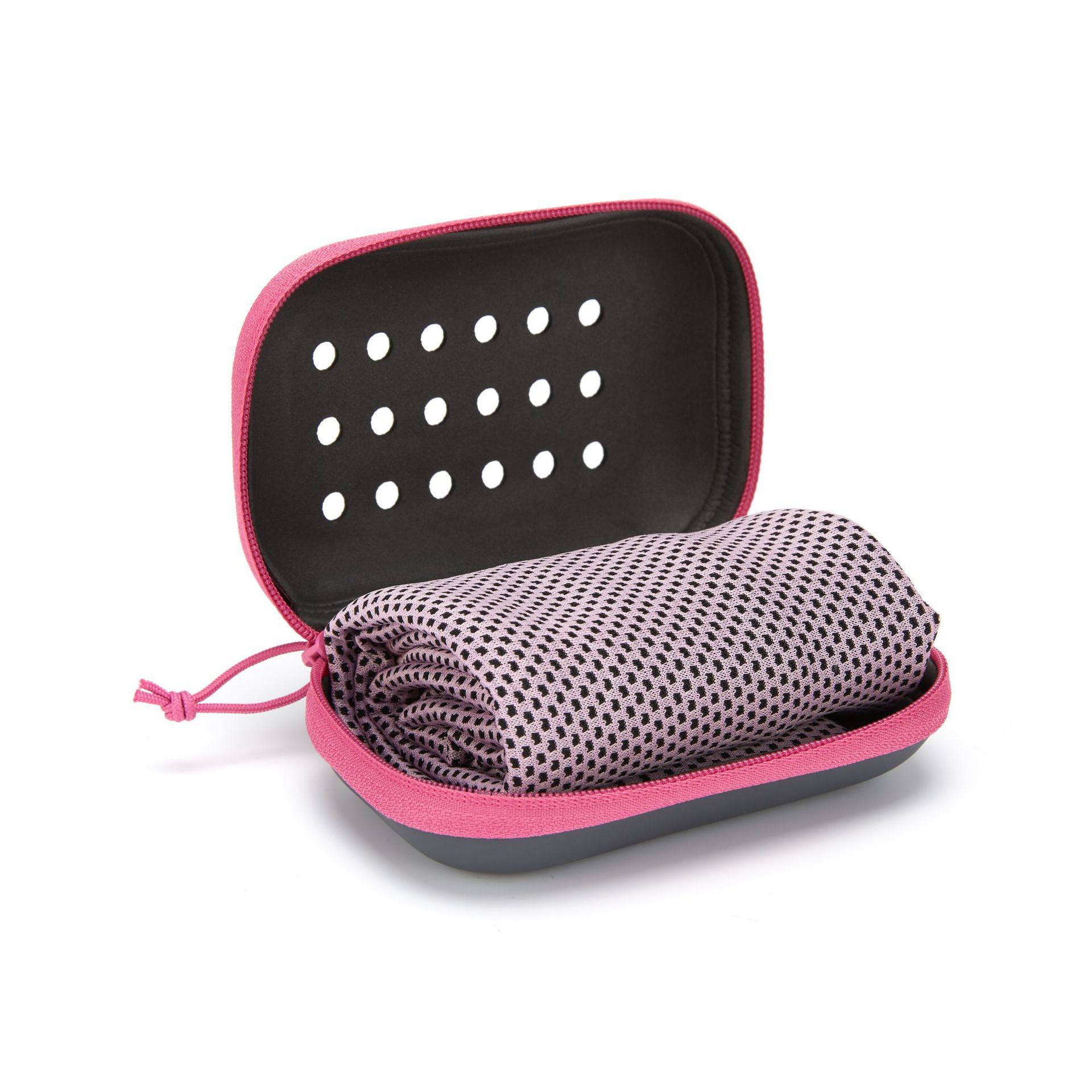 2-PCS pink Instant Cooling Towel with EVA Case 30x90cm Breathable Ice Silk