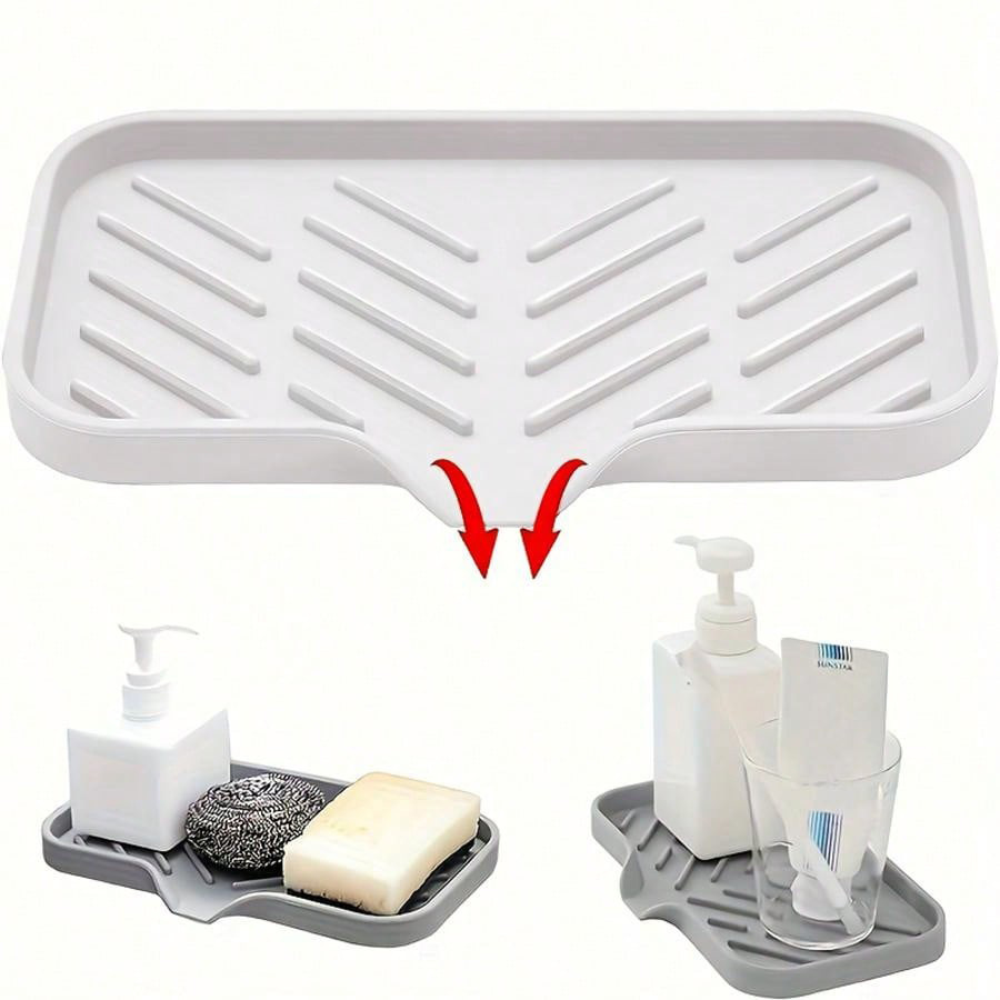 3-PCS White Large Drainable Soap Dish Tray with Anti-Slip Base for Bathroom