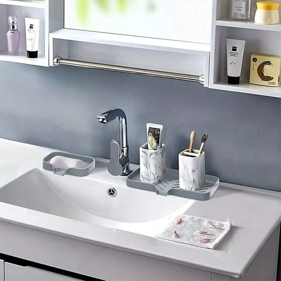 3-PCS White Large Drainable Soap Dish Tray with Anti-Slip Base for Bathroom view 2