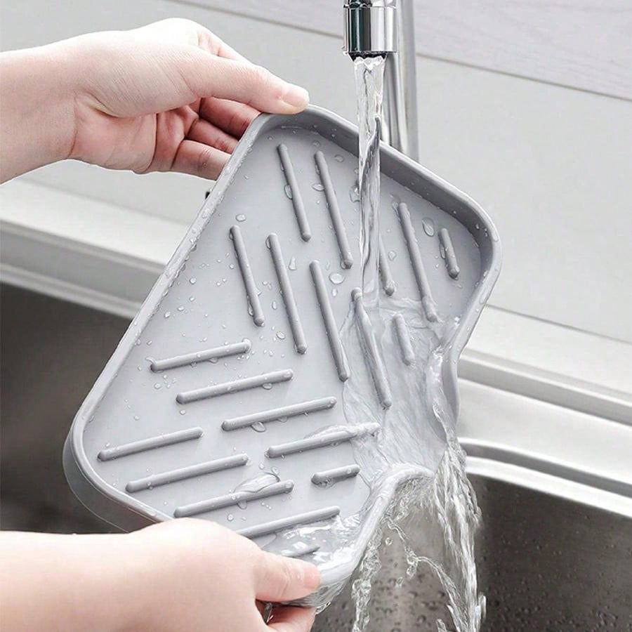 3-PCS White Large Drainable Soap Dish Tray with Anti-Slip Base for Bathroom view 3