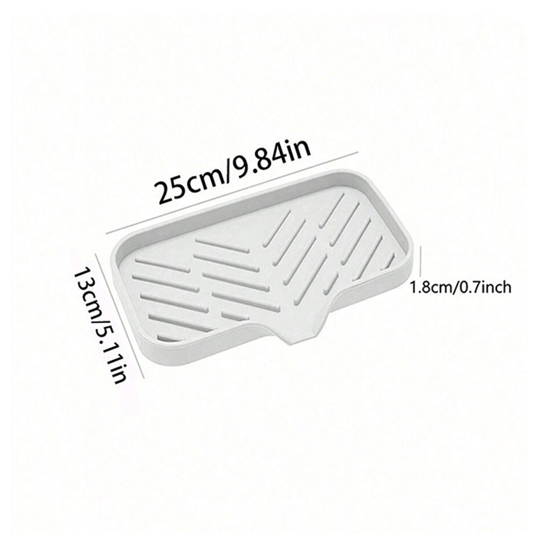 3-PCS White Large Drainable Soap Dish Tray with Anti-Slip Base for Bathroom view 4