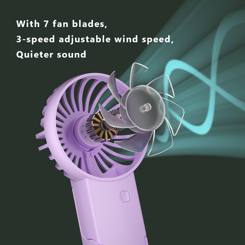Purple 2 Pack Mini Portable Handheld Fan Foldable Desktop Personal Fan USB view 2