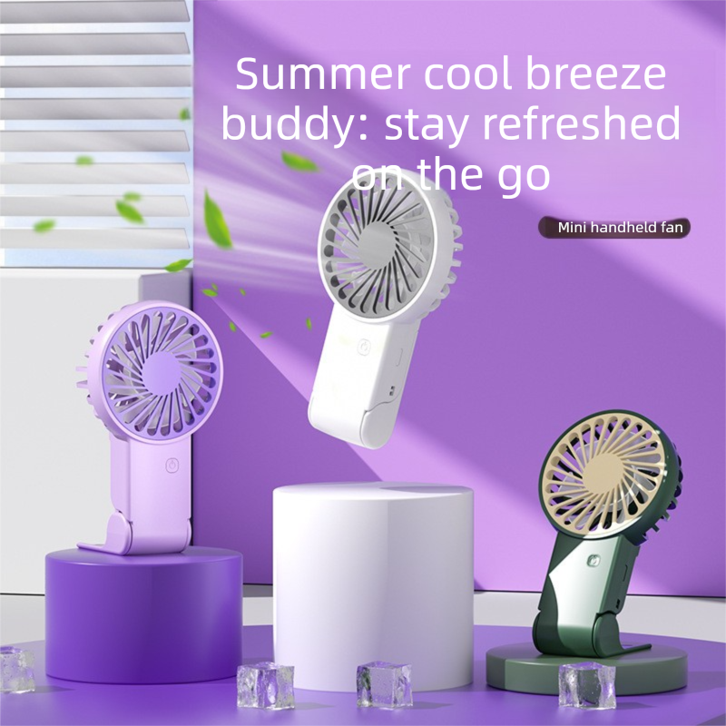 Purple 2 Pack Mini Portable Handheld Fan Foldable Desktop Personal Fan USB view 3