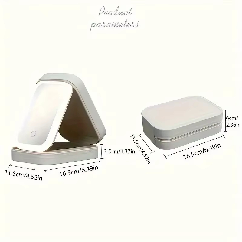 Pink Portable LED Makeup Mirror with Jewellery Storage Box Touch Screen view 5