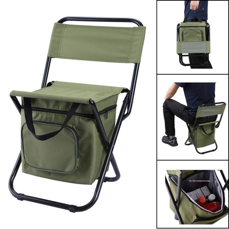 Blue 3-in-1 Portable Folding Camping Chair with Built-in 10L Cooler Bag view 4