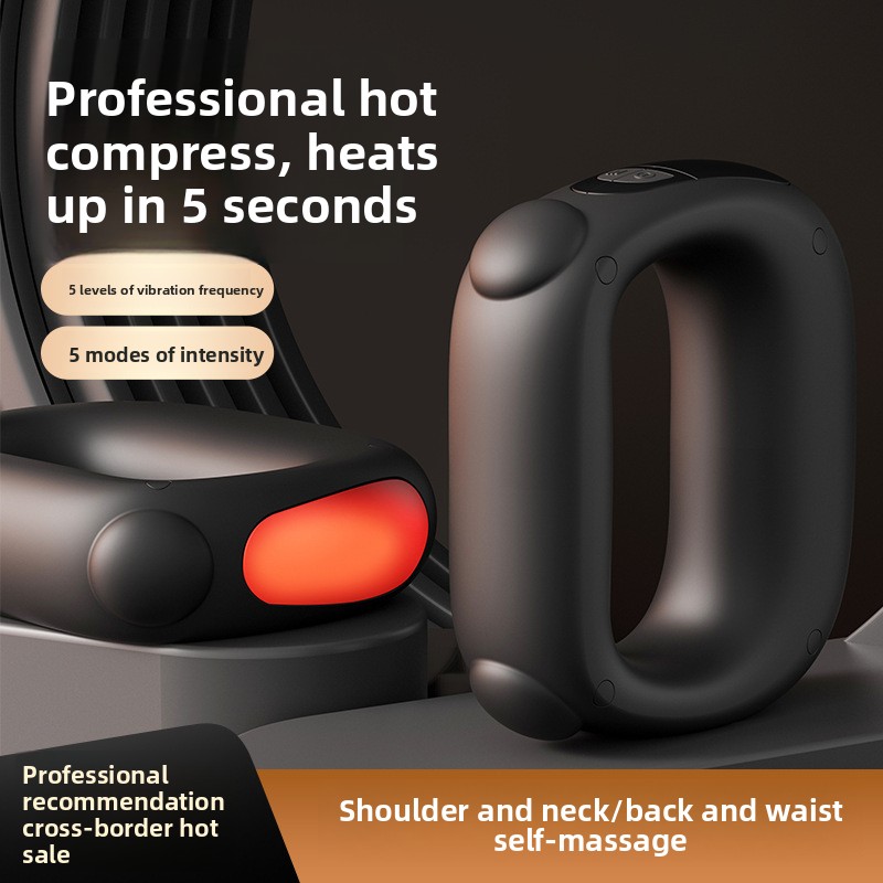 Blue Portable Fascia Massage Ring Vibration Massager with Heat and LED Display view 5