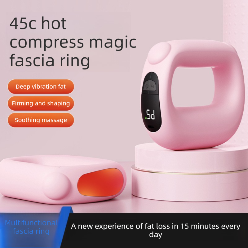 Black Portable Fascia Massage Ring Vibration Massager with Heat and LED view 3