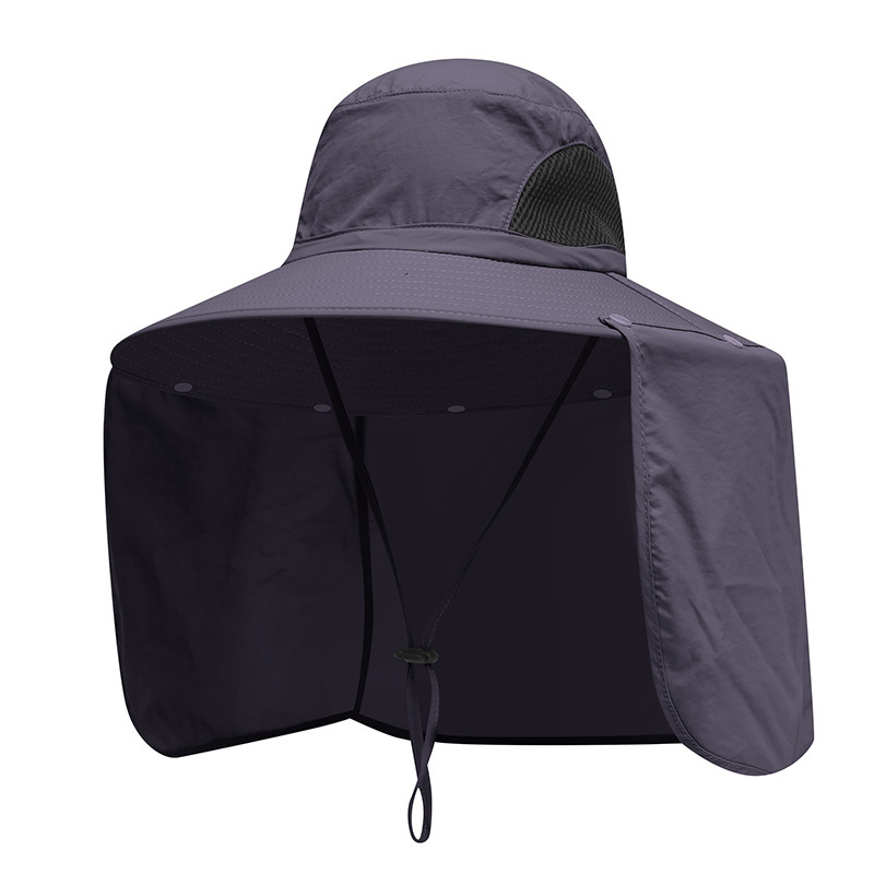 Dark grey UPF 50+ Sun Protection Fishing Hat Wide Brim Neck Flap Quick Dry