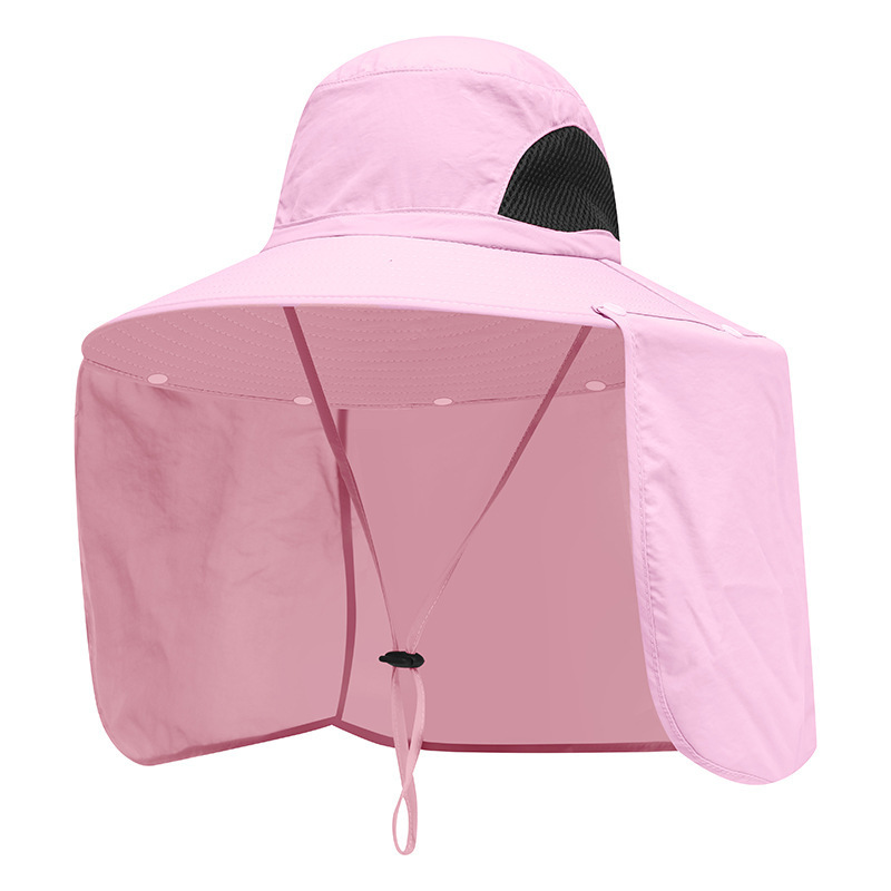Pink UPF 50+ Sun Protection Fishing Hat Wide Brim Neck Flap Quick Dry Bucket