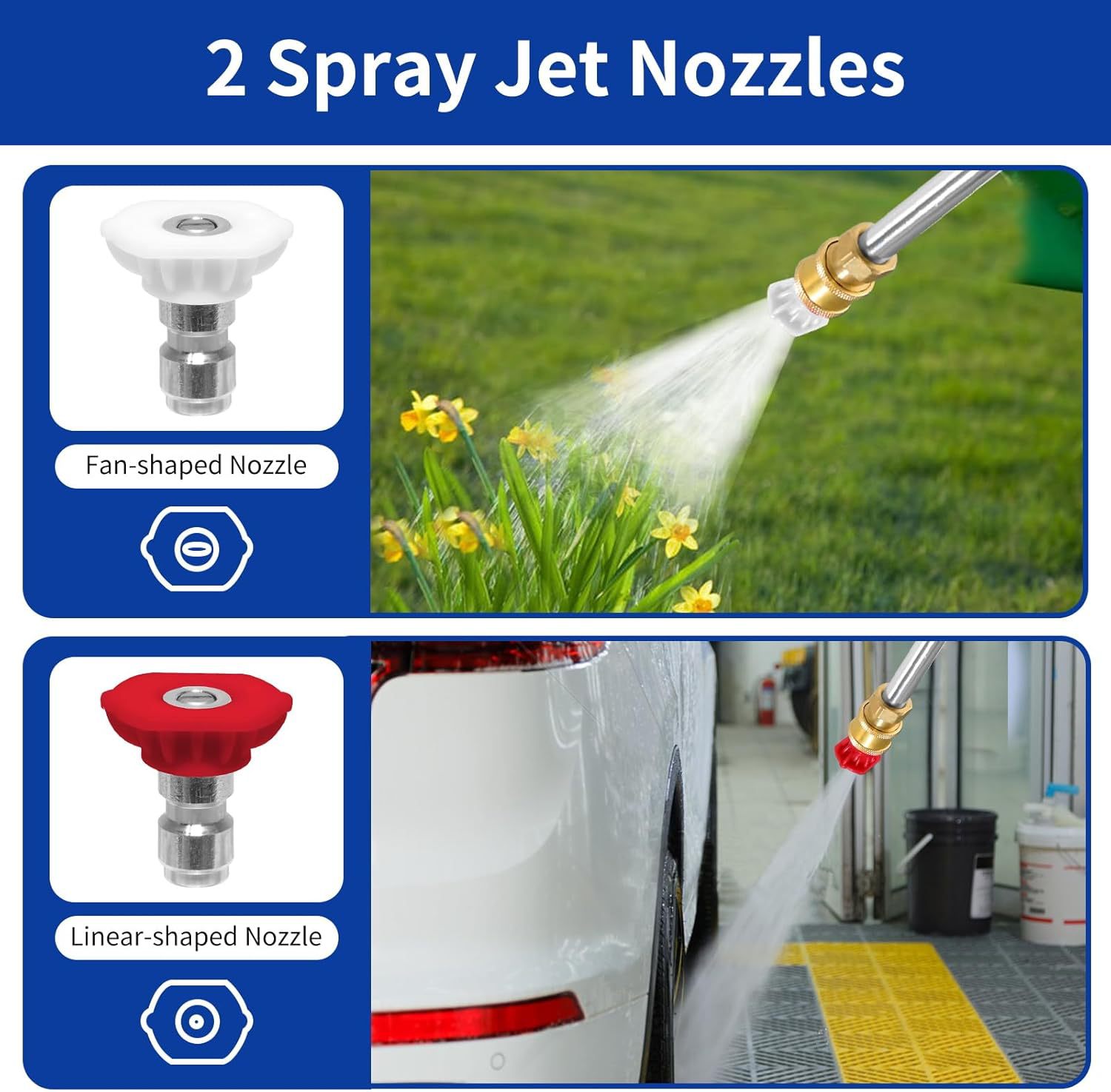 Grey High Pressure Washer Gun with 2 Spray Nozzles 19inch Long Wand Metal view 6