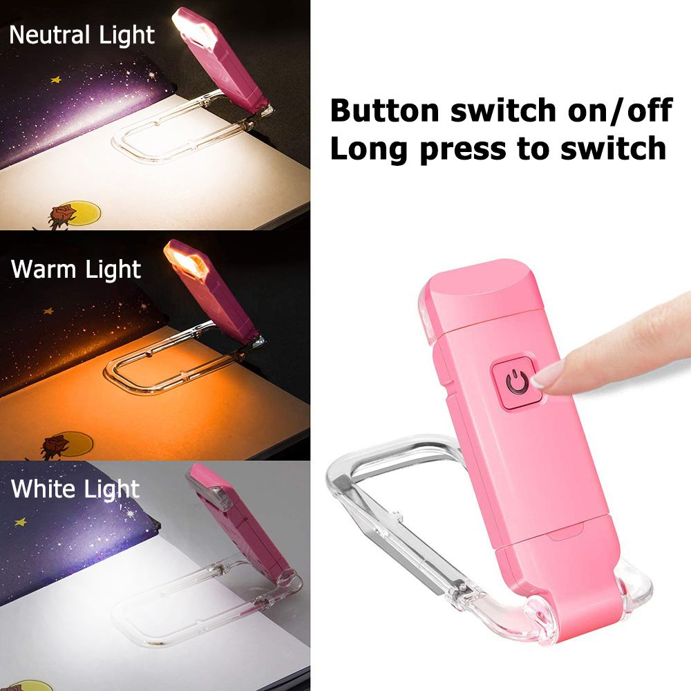 2-PCS Pink Mini USB Rechargeable LED Book Light Eye Protection Reading Lamp view 3