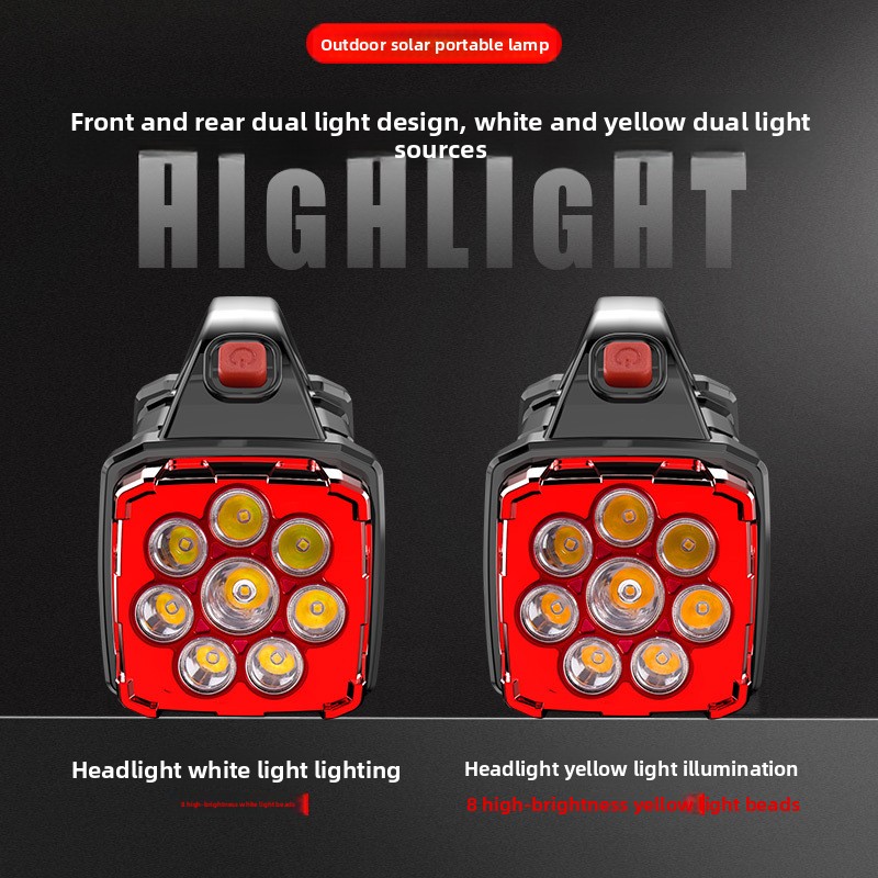 Red Solar Powered LED Camping Lantern and Flashlight Rechargeable Portable view 2