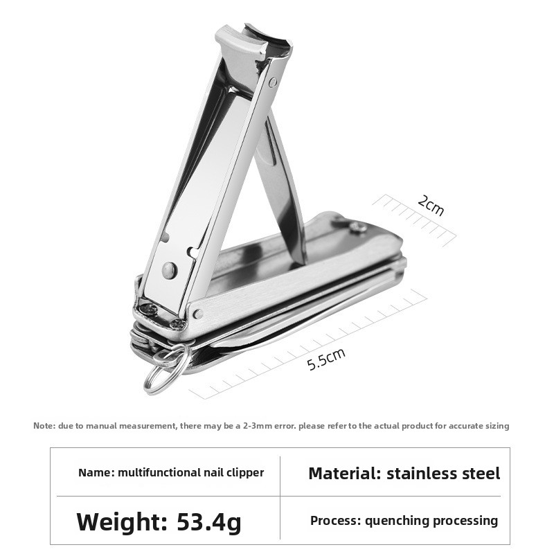 2-PCS Blue 5-in-1 Foldable Stainless Steel Nail Clipper Multitool Keychain view 3
