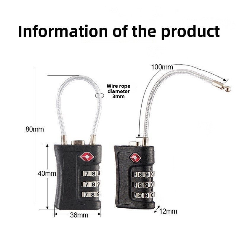 Yellow TSA Approved Cable Combination Padlock 3-Digit Security Lock for Travel view 5