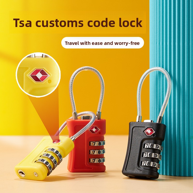 Lake blue TSA Approved Cable Combination Padlock 3-Digit Security Lock for view 2