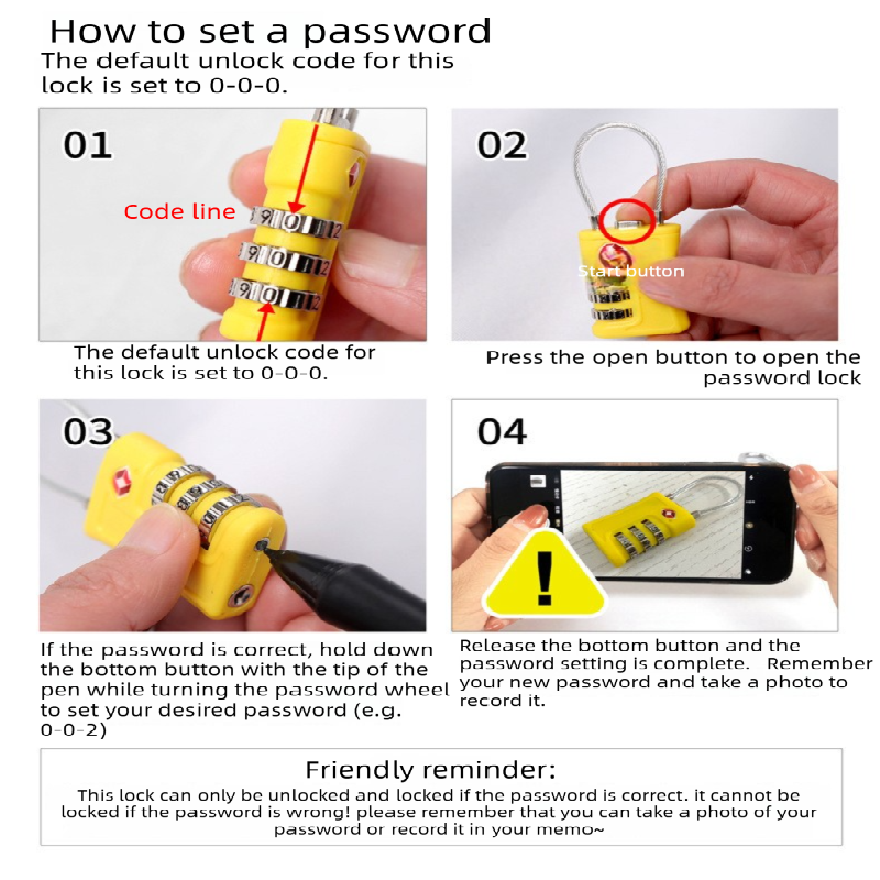 Green TSA Approved Cable Combination Padlock 3-Digit Security Lock for Travel view 4