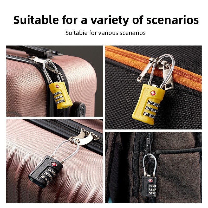 Wine red TSA Approved Cable Combination Padlock 3-Digit Security Lock for view 3