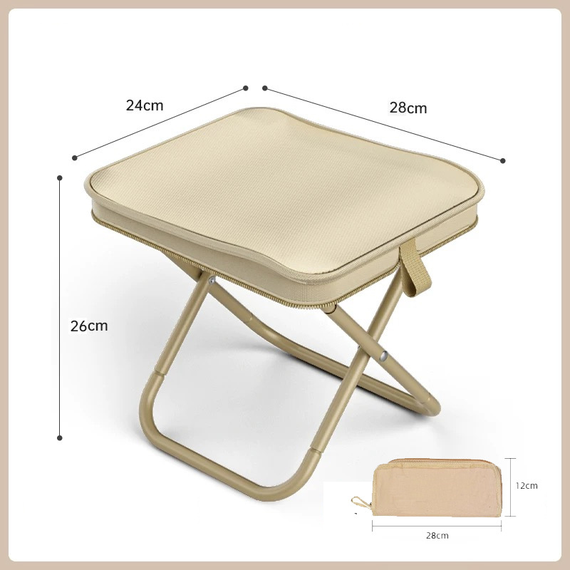 khaki Ultra-Compact Portable Folding Stool 120kg Capacity Lightweight Camping — image 1