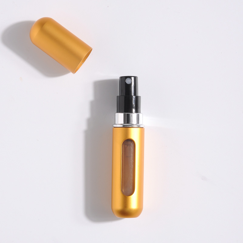 5-Pcs Gold 5ml Refillable Perfume Atomizer Portable Bottom Fill Travel Spray