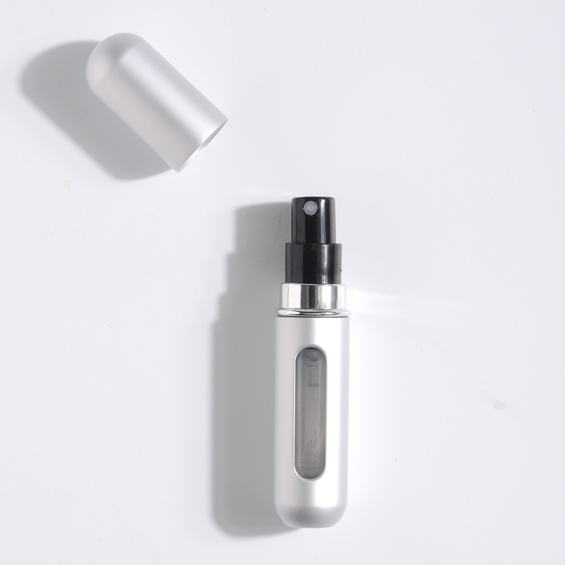 5-Pcs Silver 5ml Refillable Perfume Atomizer Portable Bottom Fill Travel Spray
