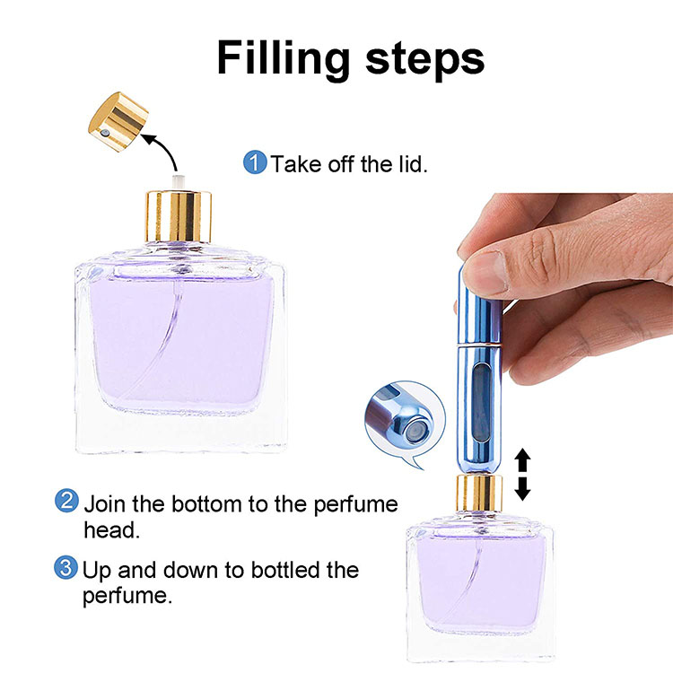 5-Pcs Purple 5ml Refillable Perfume Atomizer Portable Bottom Fill Travel Spray view 4