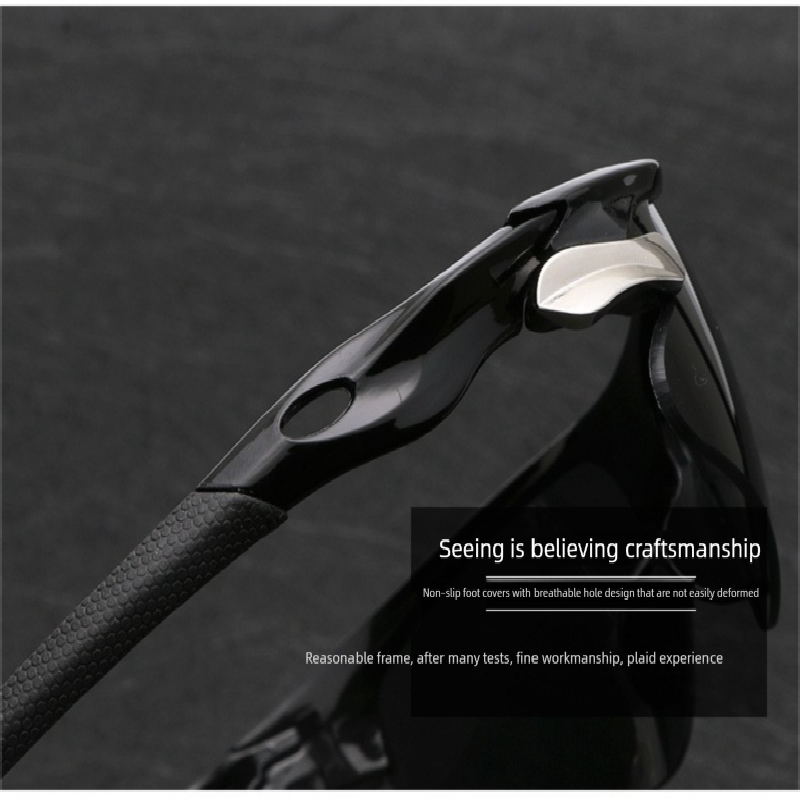 2-PCS Bright black frame with grey lenses Men's Sports Cycling Sunglasses view 2