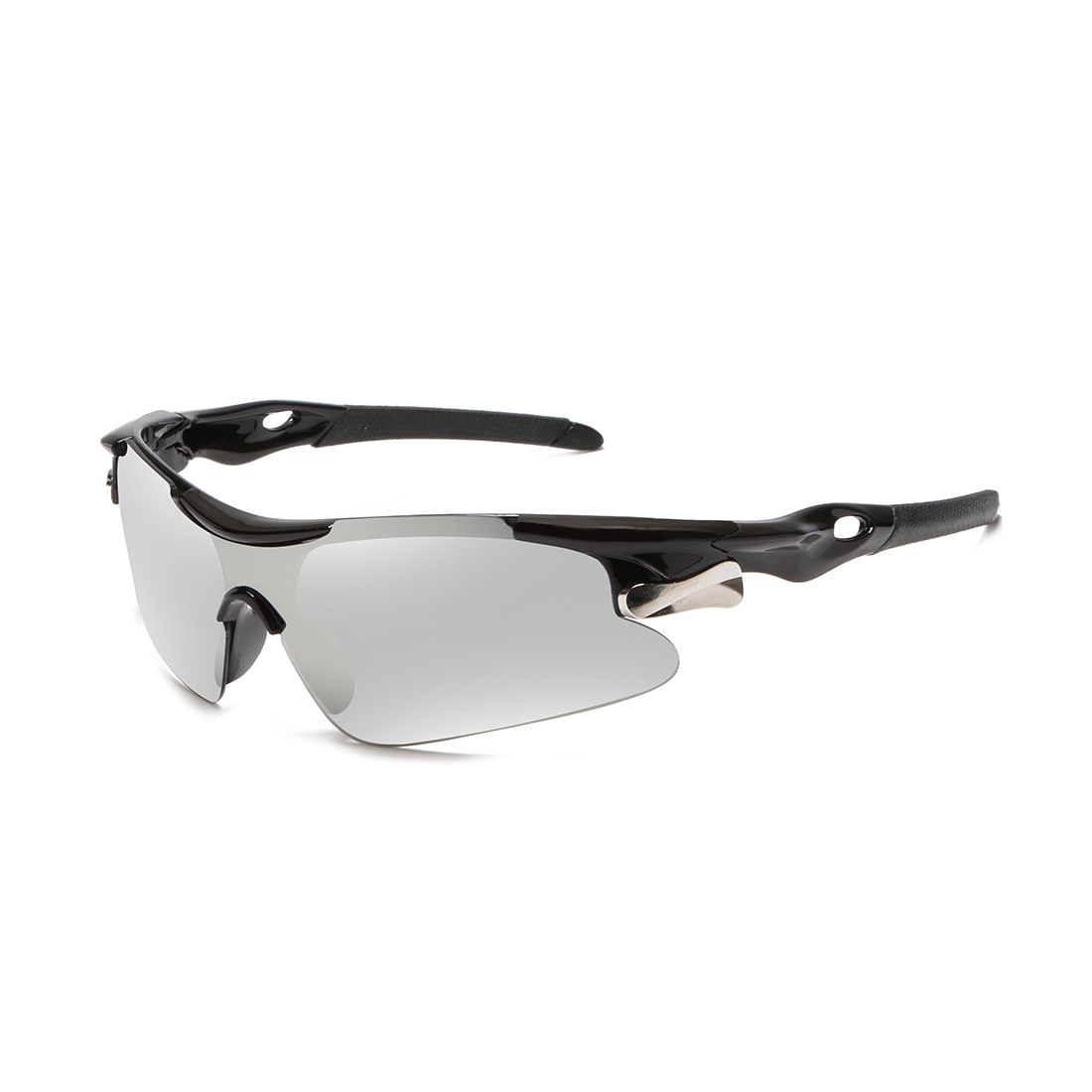 2-PCS Bright black frame with white mercury Men's Sports Cycling Sunglasses