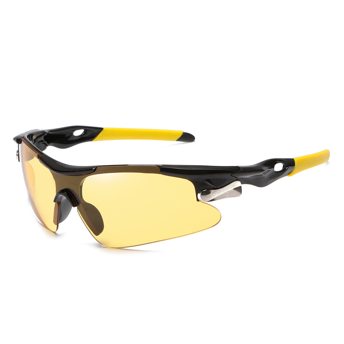 2-PCS Bright black-framed night vision Men's Sports Cycling Sunglasses