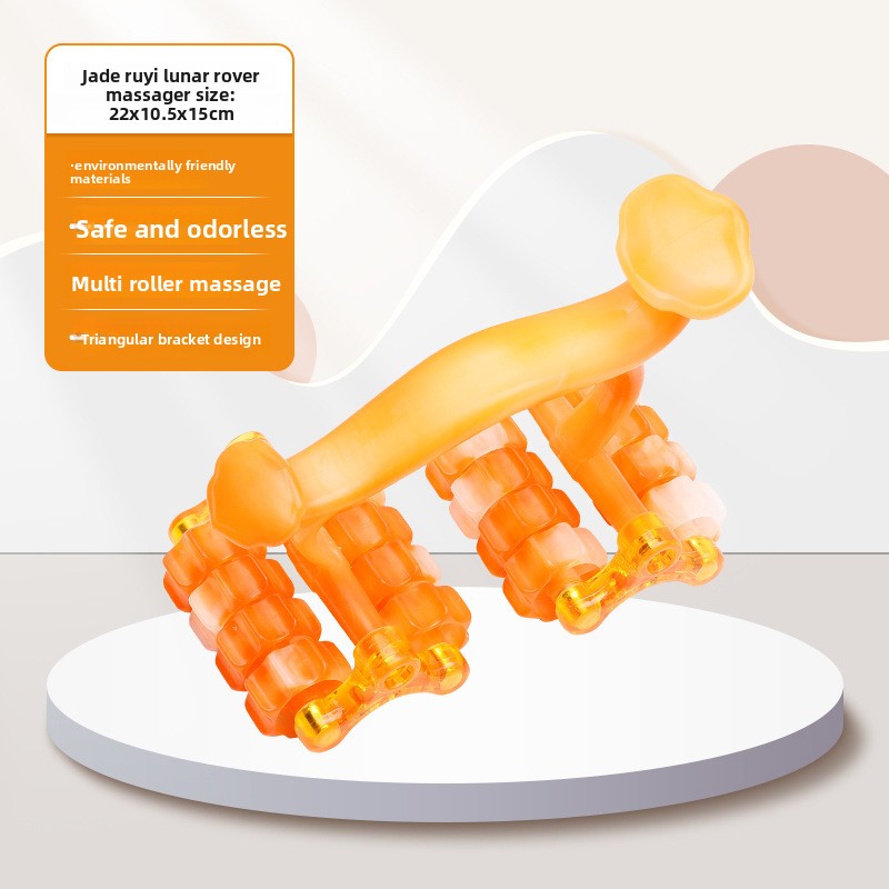 2-Pcs Orange Manual Roller Massager Handheld Full Body Relaxation Tool for
