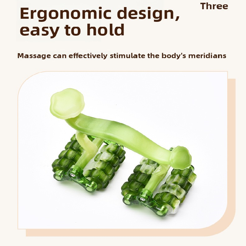 2-Pcs Orange Manual Roller Massager Handheld Full Body Relaxation Tool for view 2