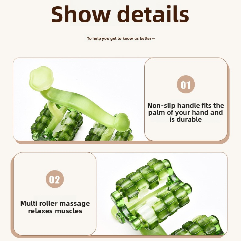 2-Pcs Orange Manual Roller Massager Handheld Full Body Relaxation Tool for view 3