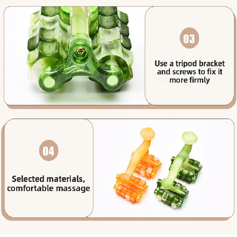 2-Pcs Orange Manual Roller Massager Handheld Full Body Relaxation Tool for view 4