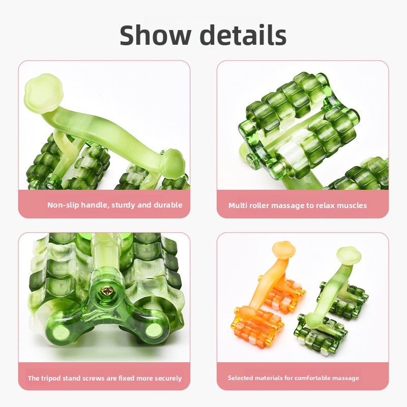 2-Pcs Orange Manual Roller Massager Handheld Full Body Relaxation Tool for view 5