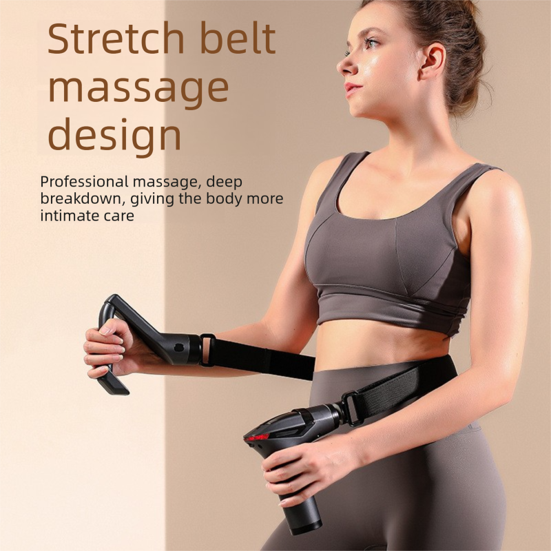 Yellow Professional Massage Gun with Extension Handle and Back Strap 12 Speeds view 2