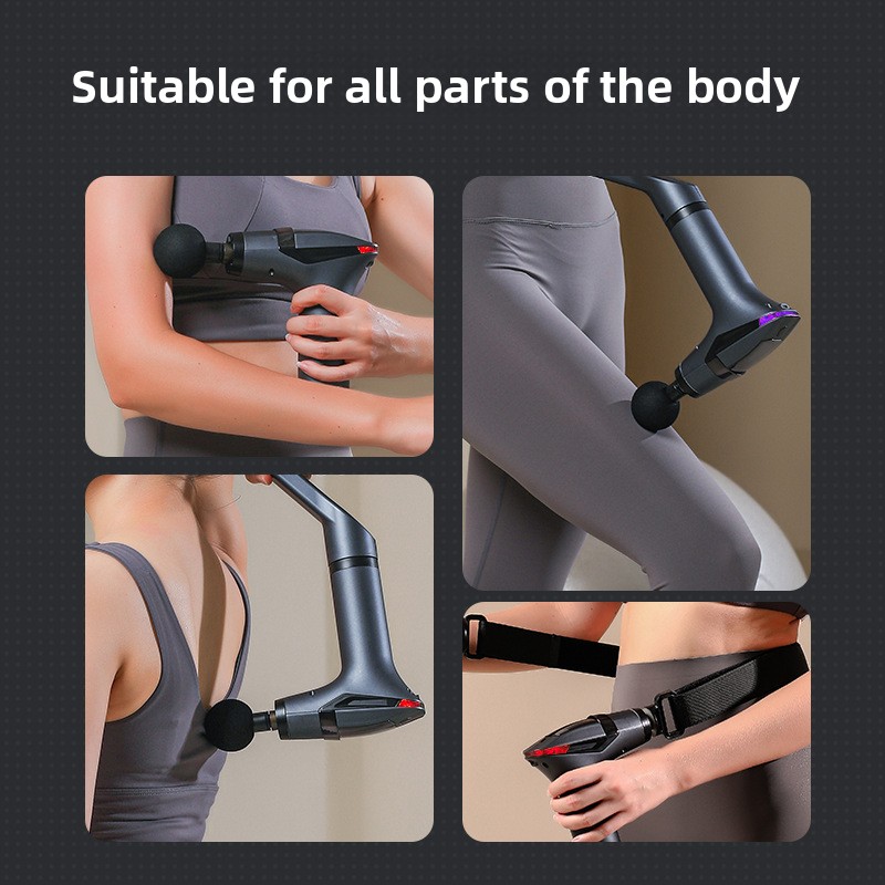Yellow Professional Massage Gun with Extension Handle and Back Strap 12 Speeds view 4