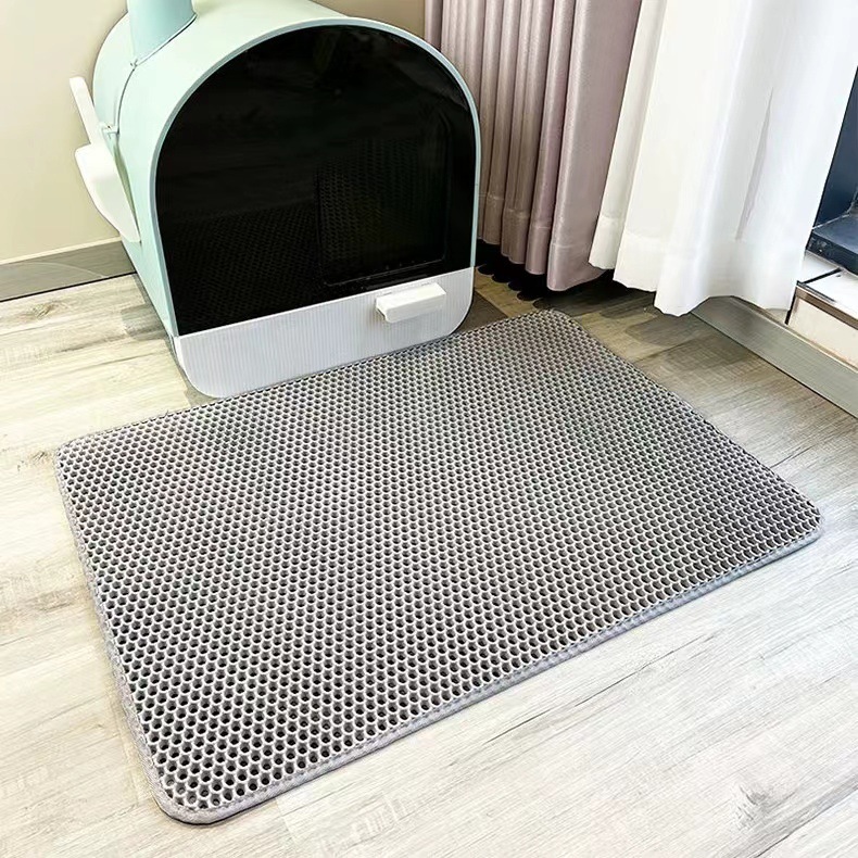 2-PCS Grey Double Layer Cat Litter Mat Honeycomb Design Waterproof EVA — image 1