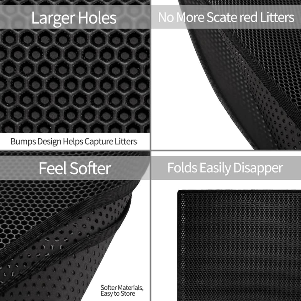 2-PCS Grey Double Layer Cat Litter Mat Honeycomb Design Waterproof EVA view 4