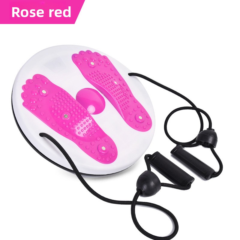 Rose red Magnetic Waist Twisting Disc with Resistance Bands Portable Fitness