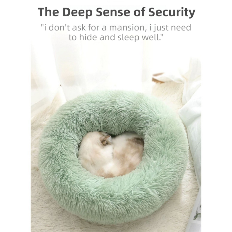 Rainbow Colors Cozy Donut Long Plush Cat & Dog Calming Bed(Diameter 50cm) view 3
