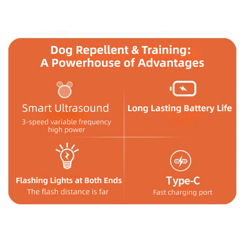Portable Double-Head Ultrasonic Dog Repeller & Trainer with LED Flashlight view 2