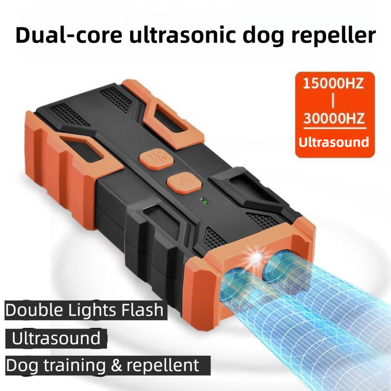 Portable Double-Head Mech Model Ultrasonic Dog Repeller & Trainer with LED view 2