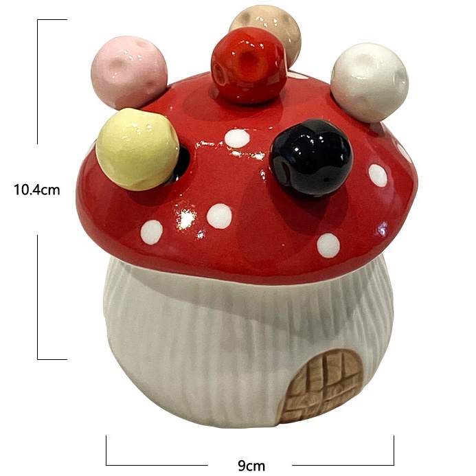 Red Cute Cartoon Mushroom Mirror Polished Cutlery Jar with 6-Piece Stainless view 4